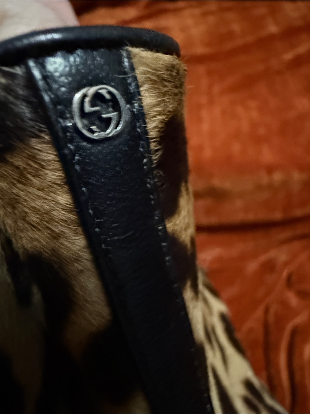 Gucci | Leopard Print Wedge Ankle Boots in Black and Brown Calf Hair | 38 - Picture 7 of 12